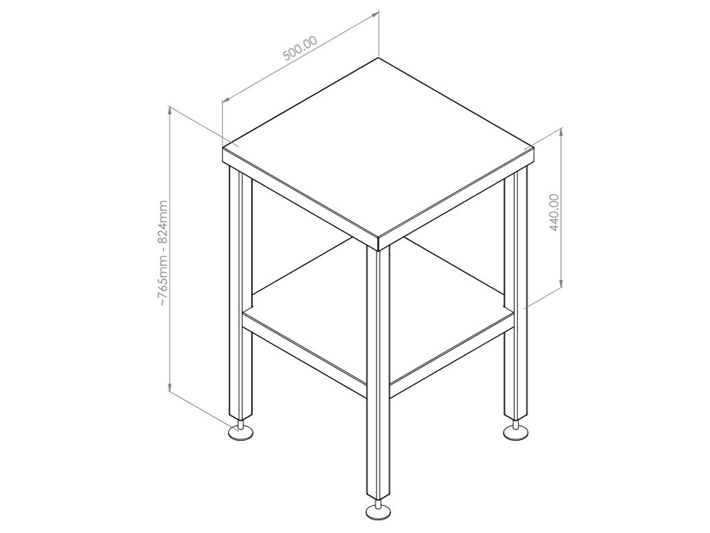 STAINLESS STEEL CUTTING TABLE 500 X 500MM